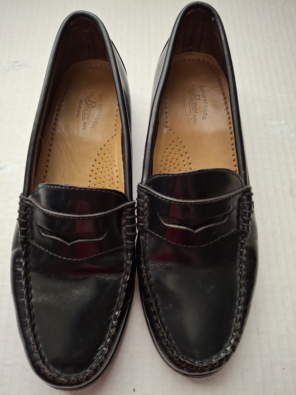 Men's Black Leather Penny Loafers by Bass & Co